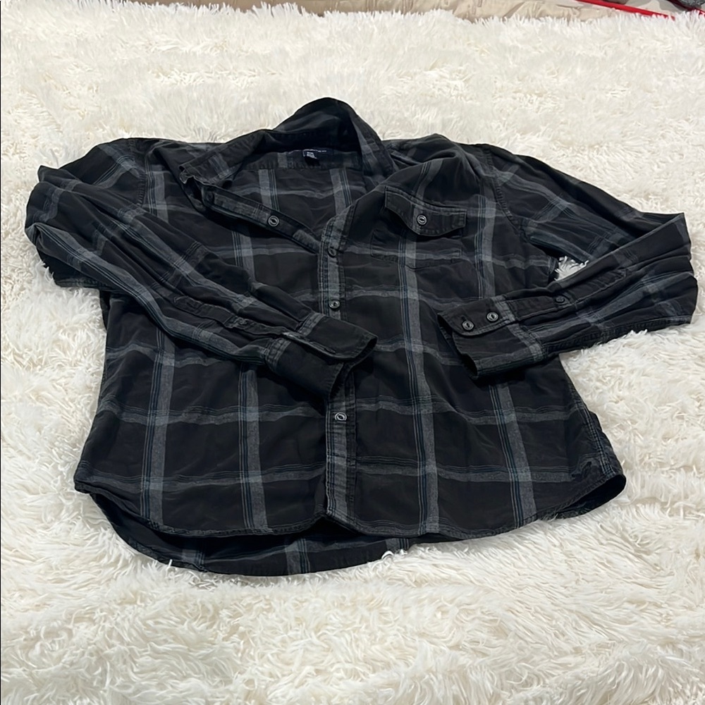 Men's Black Plaid Shirt